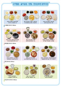 [S3369] 식품모형 고지혈증 골다공증 빈혈 만성신부전 관리식단 (아침,점심,저녁3식)-칼로리선택